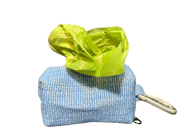 Blue Crush Waste Bag Holder – Handwoven Cotton in Cool Ocean Blues