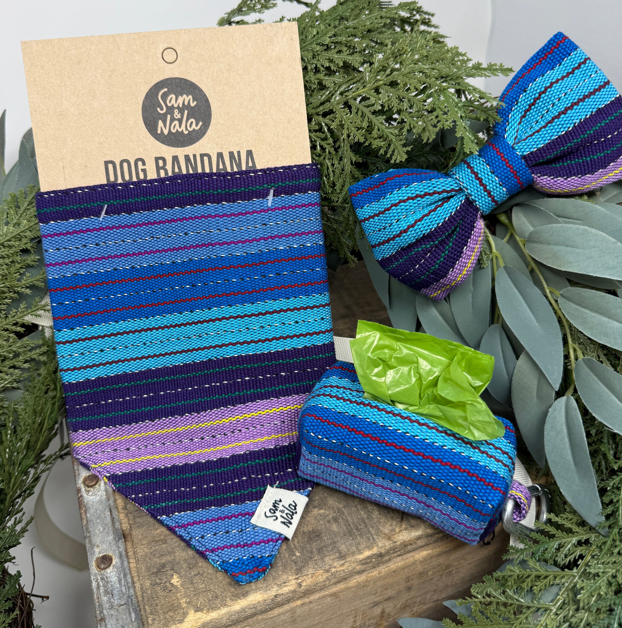 Twilight Garden Waste Bag Holder – Handwoven Artisan Cotton from Guatemala