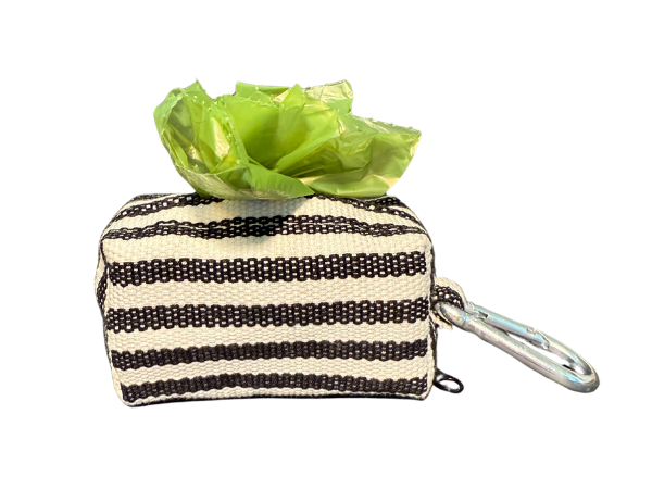Black Tie Optional Waste Bag Holder – Handwoven Cotton in Classic Black & White