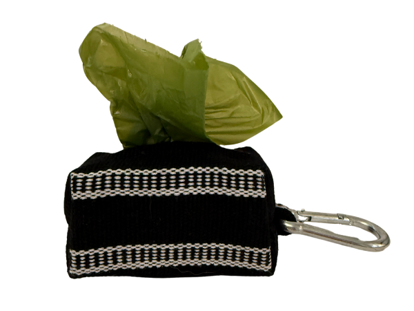 Night Owl Waste Bag Holder – Handwoven Cotton in Black & White