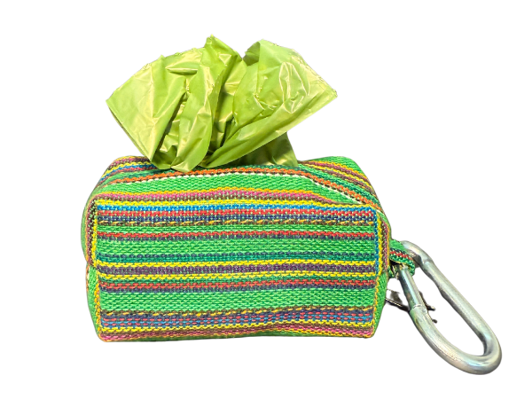 Lime in the Coconut Waste Bag Holder – Handwoven Cotton in Tropical Greens & Purples