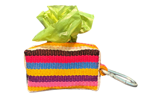 Tutti Frutti Waste Bag Holder – Handwoven Cotton in Bright Multicolor Stripes
