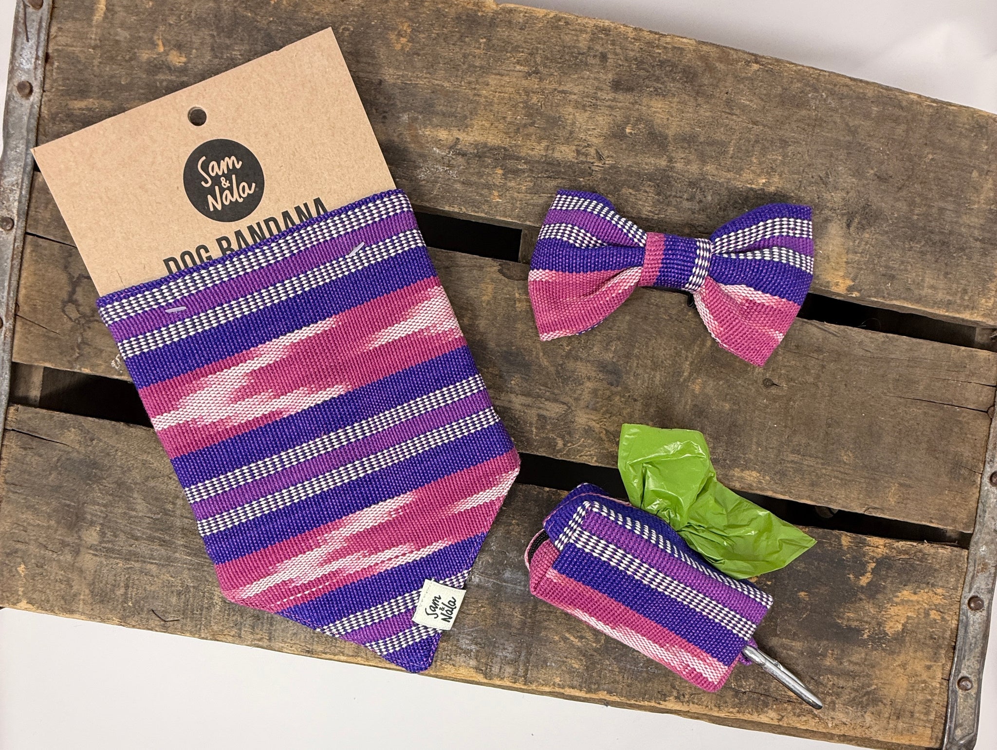 Dreamweaver Waste Bag Holder – Handwoven Cotton in Soft Purple & Pink from Guatemala