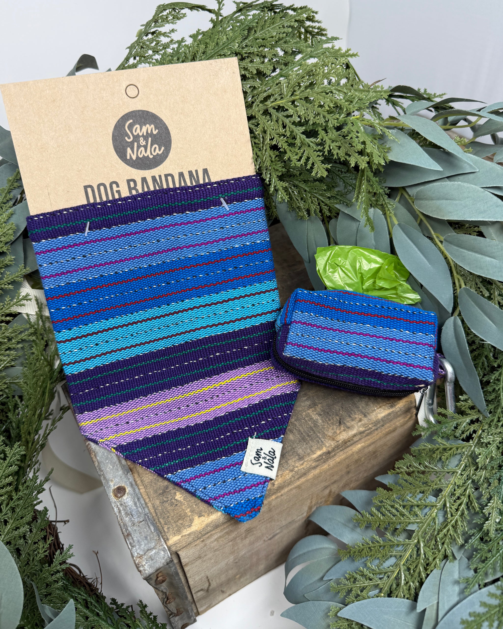 Twilight Garden Waste Bag Holder – Handwoven Artisan Cotton from Guatemala