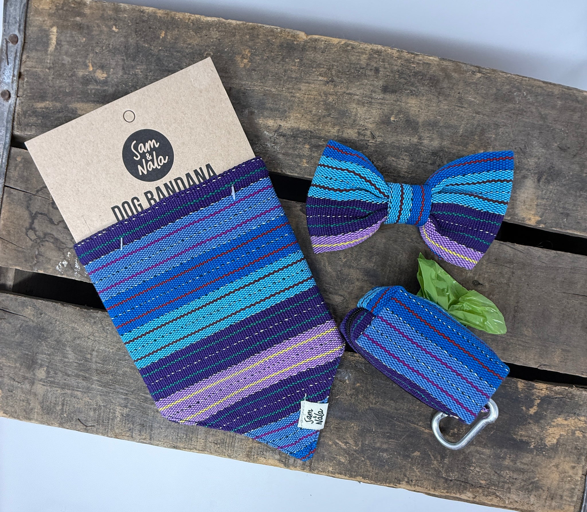 Twilight Garden Waste Bag Holder – Handwoven Artisan Cotton from Guatemala