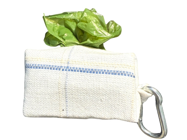 Cloud Nine Waste Bag Holder – Handwoven Cotton with Blue Stitch Detail