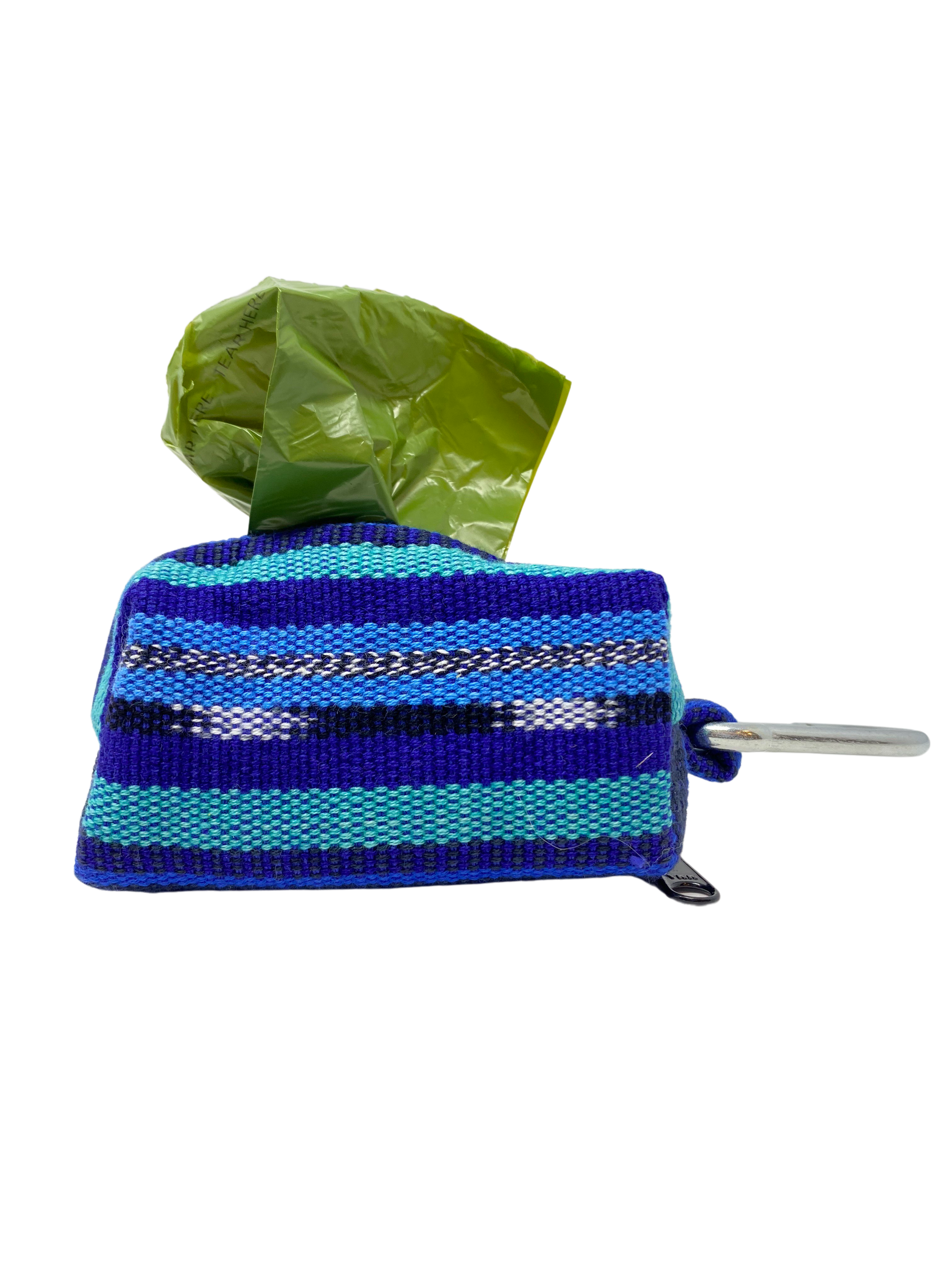 Midnight Train Waste Bag Holder – Handwoven Cotton in Deep Blue Tones