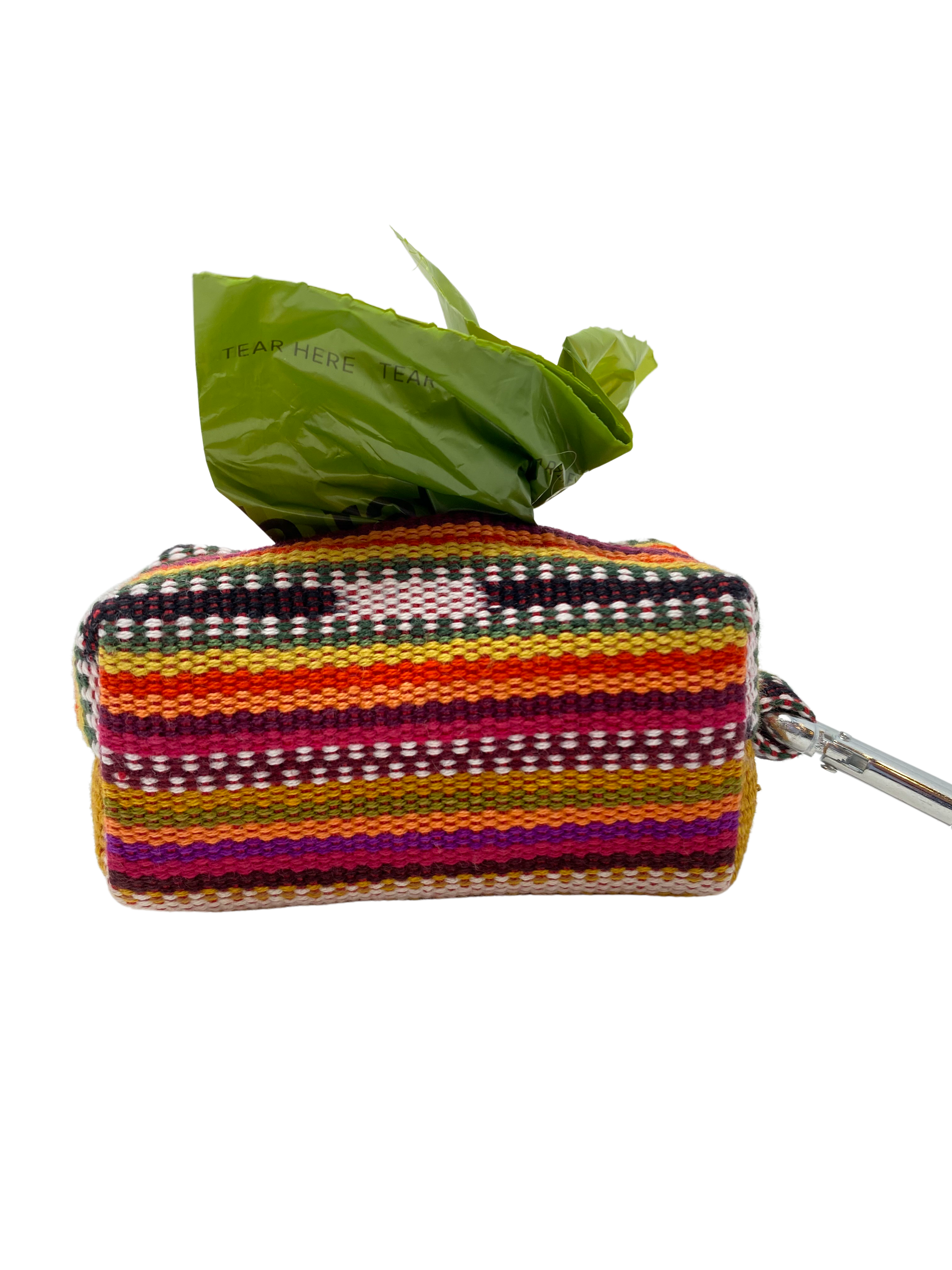 Summer Hat Waste Bag Holder – Handwoven Cotton in Golden Neutrals