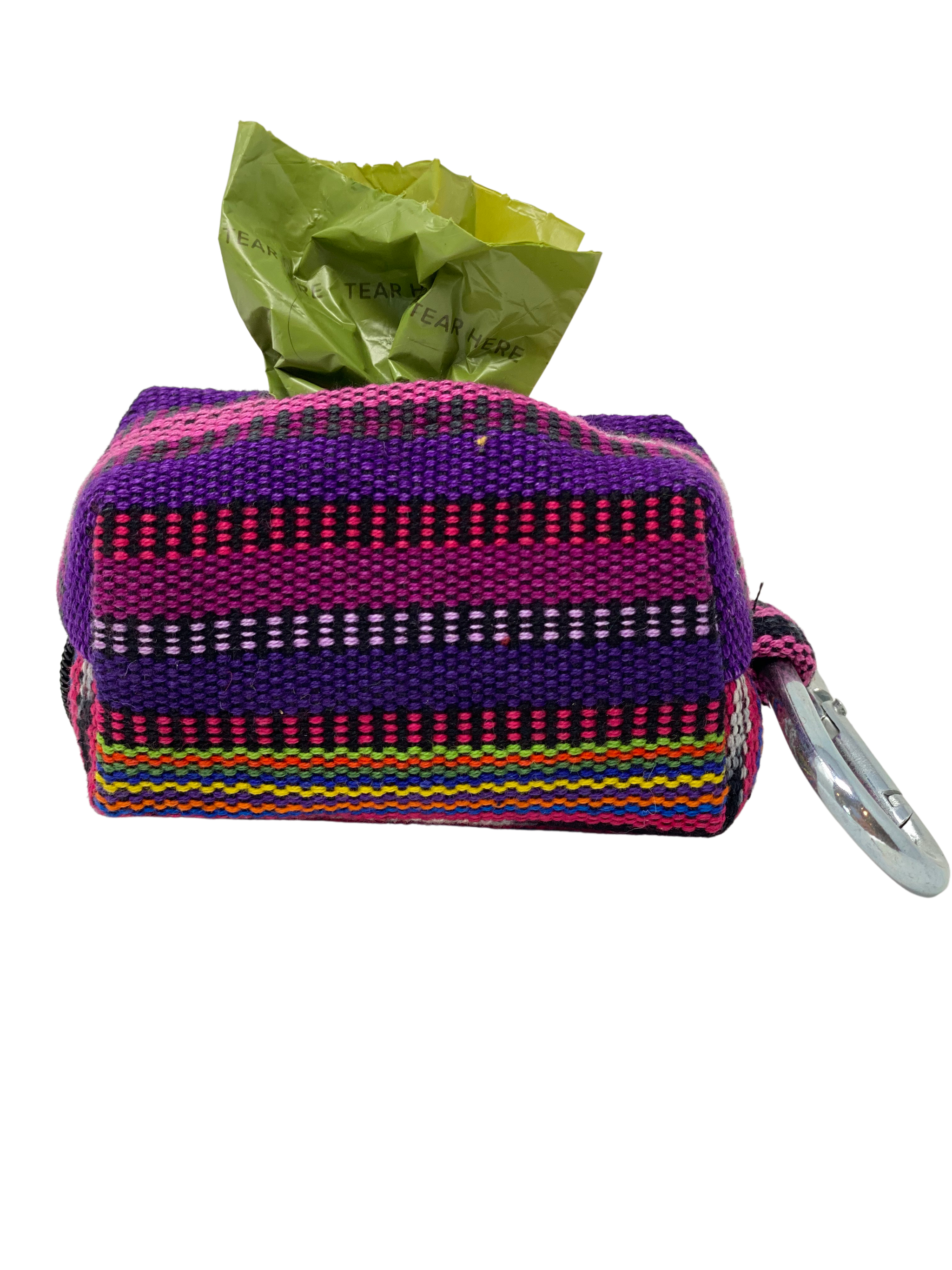 Lite & Bright Waste Bag Holder – Handwoven Cotton in Purple Hues