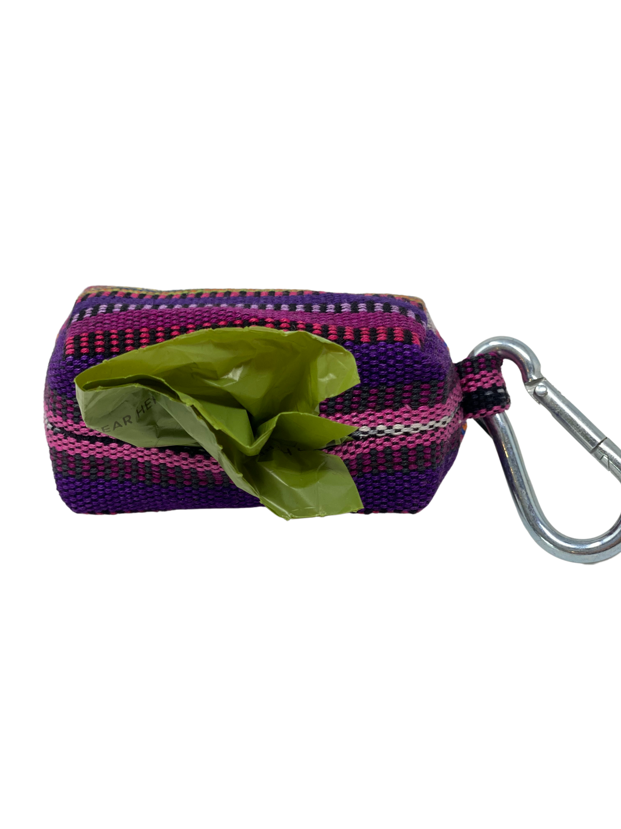 Lite & Bright Waste Bag Holder – Handwoven Cotton in Purple Hues