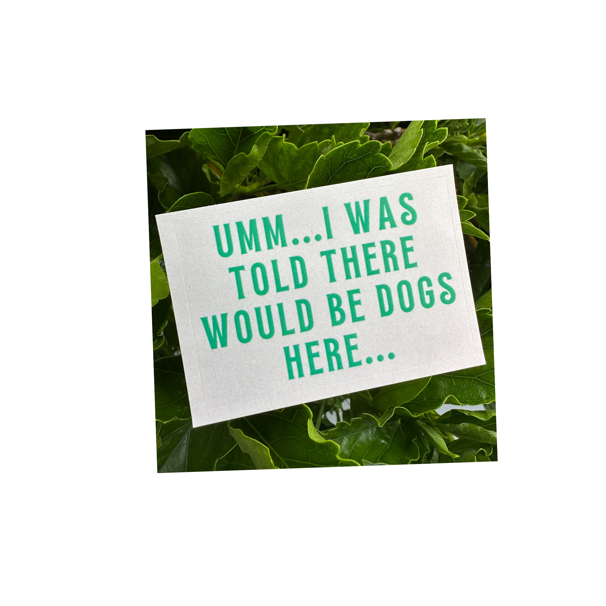 Umm...I Was Told There Would Be Dogs Here- Vinyl Sticker