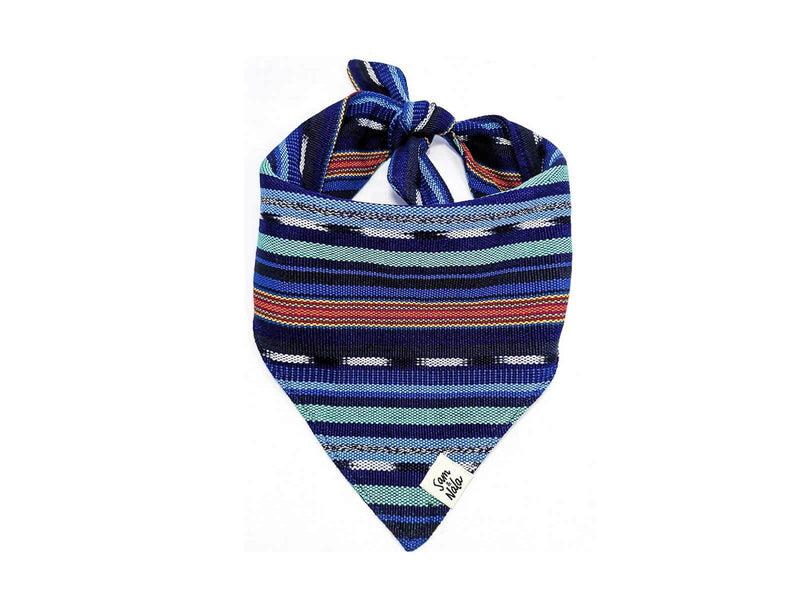 Midnight Train Dog Bow Tie – Handwoven Cotton in Deep Blue Tones