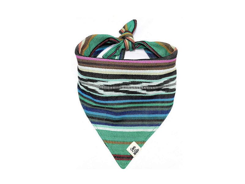 Spring Hills Waste Bag Holder – Handwoven Cotton in Fresh Green & Blue Tones