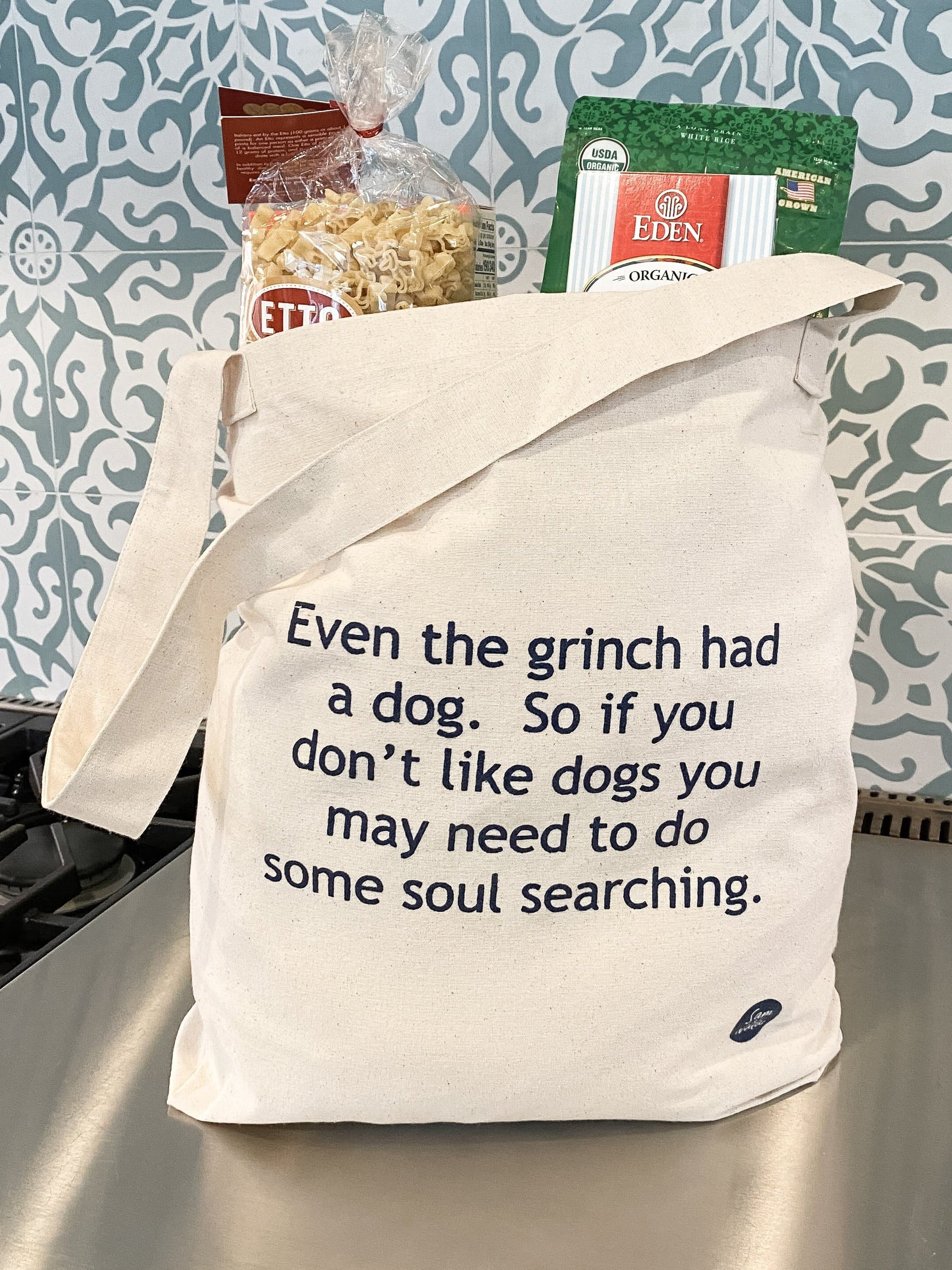 Recycled Canvas Bags - Even the Grinch had a dog